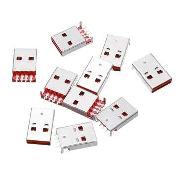 10PCS Positive And Negative Plug USB 4p Board End Male Sink Board SMT Double-Sided Plug Two Straight