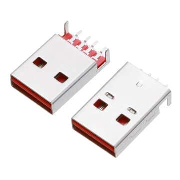10PCS Positive And Negative Plug USB 4p Board End Male Sink Board SMT Double-Sided Plug Two Straight