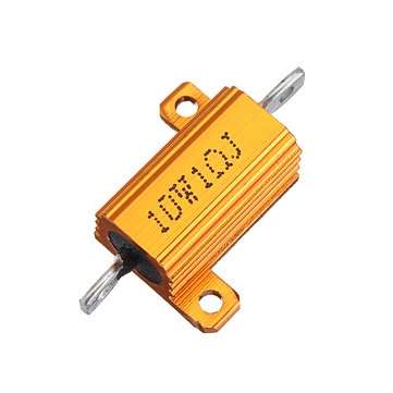 10pcs RX24 10W 1R 1RJ Metal Aluminum Case High Power Resistor Golden Metal Shell Case Heatsink Resis
