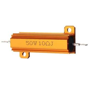 10pcs RX24 50W 10R 10RJ Metal Aluminum Case High Power Resistor Golden Metal Shell Case Heatsink Res