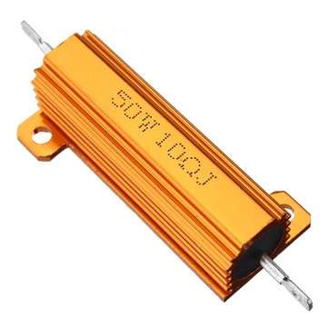 10pcs RX24 50W 10R 10RJ Metal Aluminum Case High Power Resistor Golden Metal Shell Case Heatsink Res