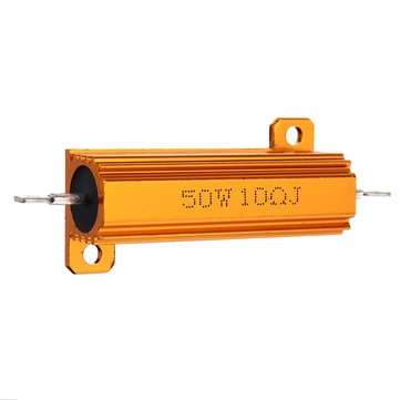 10pcs RX24 50W 10R 10RJ Metal Aluminum Case High Power Resistor Golden Metal Shell Case Heatsink Res