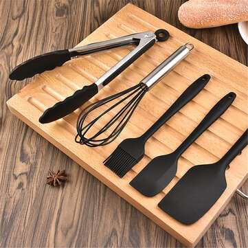 10PCS Silicone Non-Stick Cookware Pan Spoon Utensils Kitchenware Set Tableware Cooking Tools