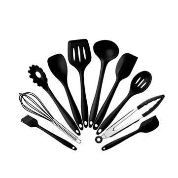 10PCS Silicone Non-Stick Cookware Pan Spoon Utensils Kitchenware Set Tableware Cooking Tools