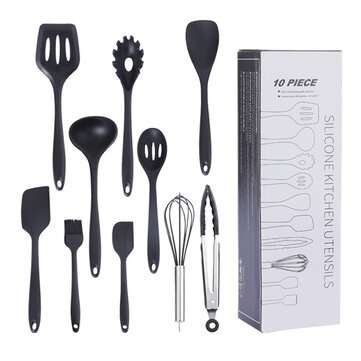10PCS Silicone Non-Stick Cookware Pan Spoon Utensils Kitchenware Set Tableware Cooking Tools