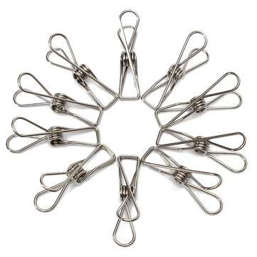 10Pcs Stainless Steel Clothes Pegs Hanging Pin Laundry Windproof Clips Home Clamps Clothespins