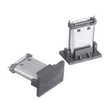 10PCS TYPE-C3.1 Male Vertical Four Feet 24p Double Row Patch USB Vertical SMT with Dust Plug