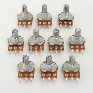 10Pcs WH148 B100K Linear Potentiometer 15mm Shaft With Nuts And Washers Hot