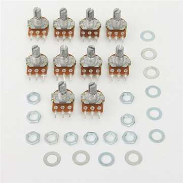 10Pcs WH148 B100K Linear Potentiometer 15mm Shaft With Nuts And Washers Hot