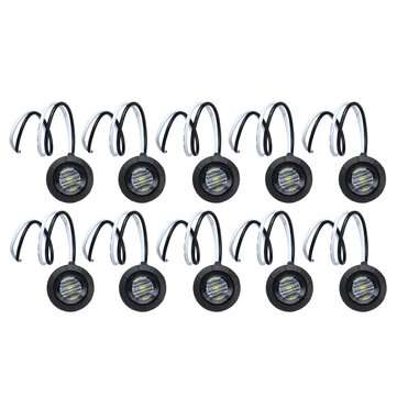 10Pcs White Light 12V-24V LED Clearance Side Marker Indicators Lights Lamp Lorry Truck Boat Trailer