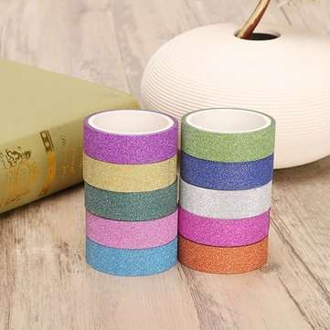 10Pcs/Lot Rainbow Shine Brightness Color Decorative Washi Ribbon Party Supplies Decoration Solid DIY