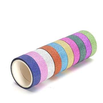 10Pcs/Lot Rainbow Shine Brightness Color Decorative Washi Ribbon Party Supplies Decoration Solid DIY