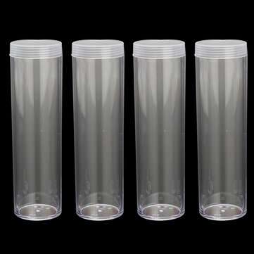 10Pcs/Set 25mm Round Clear Plastic Coin Tube Coin Holder Container for Quarter Dollar Storage Tube S