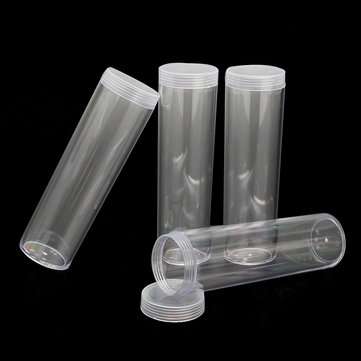 10Pcs/Set 25mm Round Clear Plastic Coin Tube Coin Holder Container for Quarter Dollar Storage Tube S