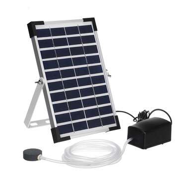 10V 5W Solar Panel Fish Tank Oxygenator Aquarium Oxygen Aerator Pond Fishing Air Pump W/ Pipe & Bubb
