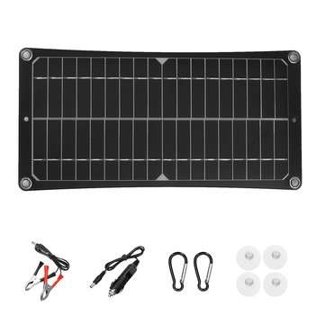 10W 37x18cm Monocrystalline Silicon Semi-flexible Solar Panel with USB 12V/5V DC For Car Boat Charge