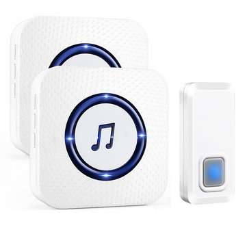 110V to 260V Wireless Chime Music Door Bell Waterproof 2 Receivers 55 Ringtone ... (ADAPTOR: USPLUG)