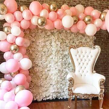 112Pcs Balloon Garland Arched Set Pink White Golden Balloon Bag For Girl Birthday Baby Shower Single