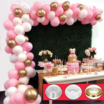 112Pcs Balloon Garland Arched Set Pink White Golden Balloon Bag For Girl Birthday Baby Shower Single