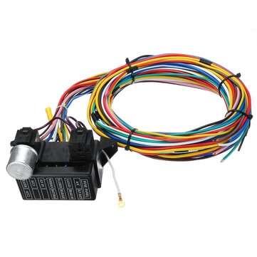 12 Circuit Wiring Harness 14 Fuse 12V Muscle Hot Rod For Street Rod XL Wires Cable