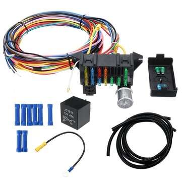 12 Circuit Wiring Harness 14 Fuse 12V Muscle Hot Rod For Street Rod XL Wires Cable