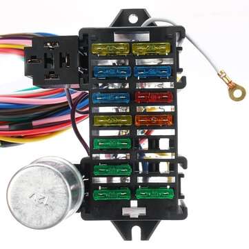 12 Circuit Wiring Harness 14 Fuse 12V Muscle Hot Rod For Street Rod XL Wires Cable