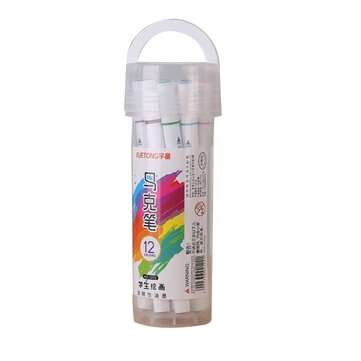 12 Colors Double-headed Marker Pen Set Student Marker Fine Stick Watercolor Pen Brush Stationery for