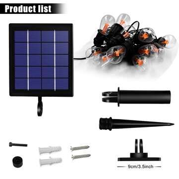 12 Bulbs Solar Light String Waterproof Edison 48FT Solar Bulb Lights Decoration Lighting For Garden