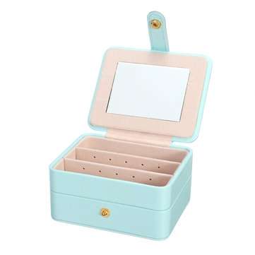 11x9x5.5cm 3 Layers Ornaments Jewelry Storage Case Collecting Box with Built-i... (COLOR.: NAVYBLUE)