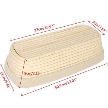 12 Inch Oval Banneton Brotform Rattan Basket Bread Dough Proofing Rising Basket Liner