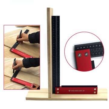 12 Inch Precision Woodworking Square Marking Ruler Aluminum Alloy 90 Degree Right Angle Ruler Hole P