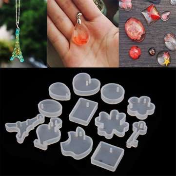 12 Patterns Silicone Mold Resin Pendant Jewelry Necklace Hand Crafts Making