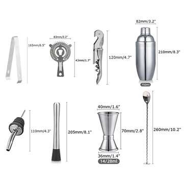 12 Pcs Bar Tool Kits 750ml Cocktail Shaker Stainless Steel Bartender Winee Mixer Hand Tools