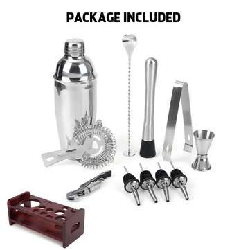 12 Pcs Bar Tool Kits 750ml Cocktail Shaker Stainless Steel Bartender Winee Mixer Hand Tools