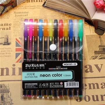 12 Pcs Color Gel Pen Set Adult Coloring Book Ink Pens Drawing Painting Craft Art for Student School
