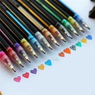 12 Pcs Color Gel Pen Set Adult Coloring Book Ink Pens Drawing Painting Craft Art for Student School