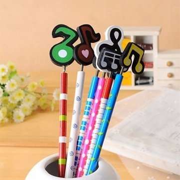 12 Pcs Wooden Pencils Musical Note Patterns Cartoon Pencils Writing Painting Stationery Gifts for Ch