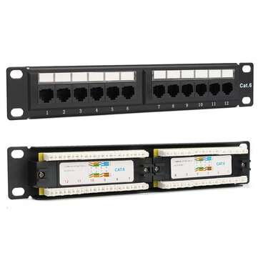 12 Port Cat6 Cat5 RJ45 Patch Panel Ethernet Network Rack Wall Mounted Bracket (STYLE: #2)