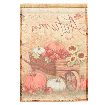 12"x18`` Autumn Pumpkin Cart Garden Flags Fall Sunflower Leaves Mini Banner Decorations
