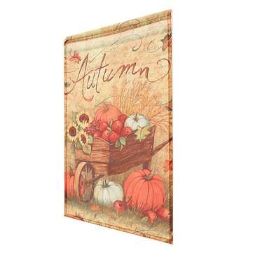 12"x18`` Autumn Pumpkin Cart Garden Flags Fall Sunflower Leaves Mini Banner Decorations