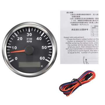 12/24V 85mm 6000 RPM Boat Meter Tachometer Hourmeter Black