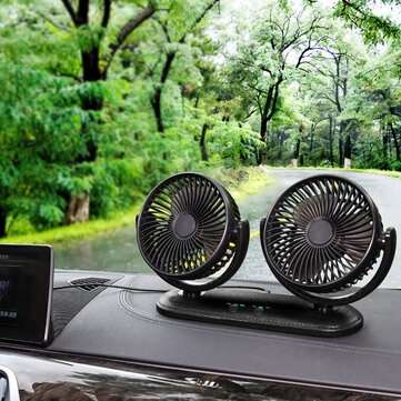 12/24V Portable Mini Car Fan Dual Head 360 Degree All-Round Adjustable Auto Air Cooling Usb Fans Qui