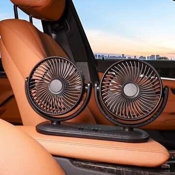 12/24V Portable Mini Car Fan Dual Head 360 Degree All-Round Adjustable Auto Air Cooling Usb Fans Qui