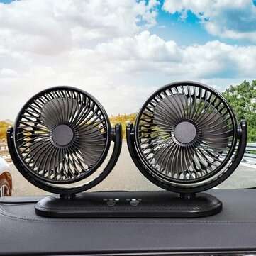 12/24V Portable Mini Car Fan Dual Head 360 Degree All-Round Adjustable Auto Air Cooling Usb Fans Qui