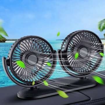 12/24V Portable Mini Car Fan Dual Head 360 Degree All-Round Adjustable Auto Air Cooling Usb Fans Qui