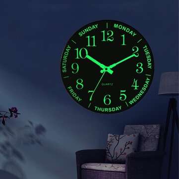12`` Luminous Silent Non Ticking Night Glow in the Dark Quartz Wall