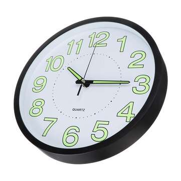 12`` Luminous Wall Clock Glow In The Dark Silent Quartz Indoor Outdoor Home (COLOR.: BLACK)
