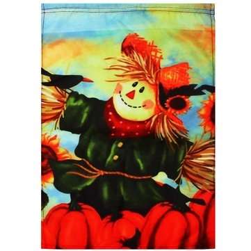 12`` x 18`` Autumn Black Crow Pumpkins Scarecrow & Sunflower Fall Garden Flag Decorations