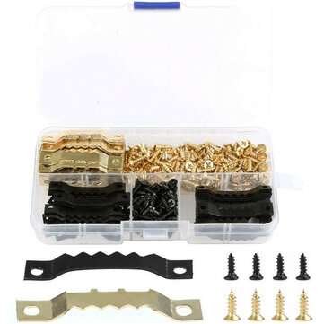 120 Set Sawtooth Picture Hanger with Screws Photo Frame Hanging Hooks with Compartment Box