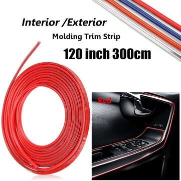 120 Inch Universal Car Moulding Trim Strip Interior Exterior With 3M Tape (COLOR.: RED)